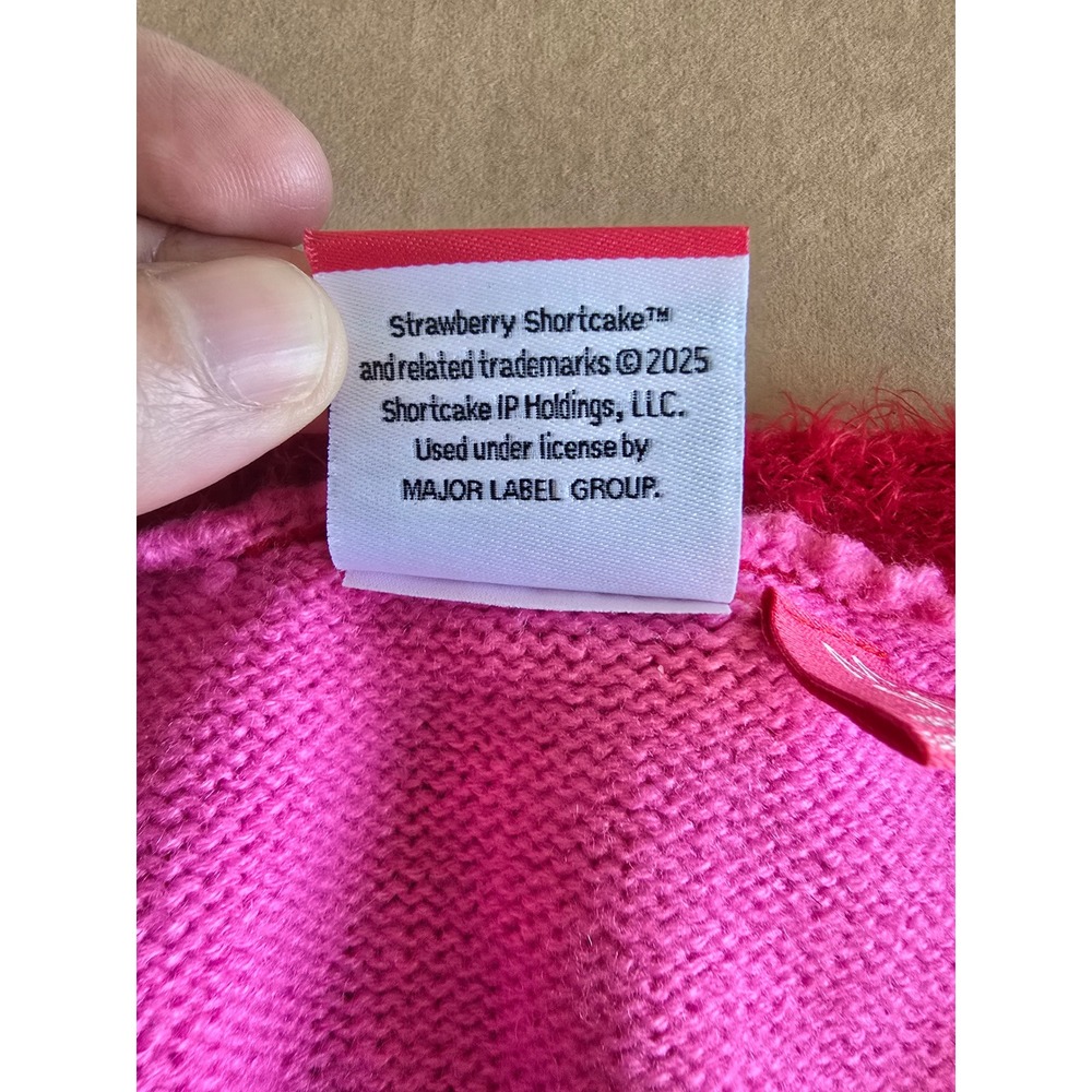 NWOT Strawberry Shortcake Pink Knit Sweater Vest Embroidered Heart Sequin Med - Picture 12 of 14